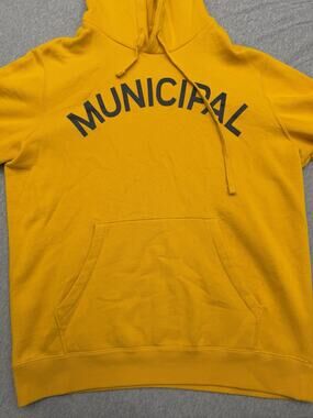 Municipal Yellow Hoodie with Front Pocket and Drawstring Hood large